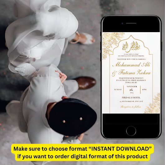 Goldflorale Moschee Elegance Moslem Hochzeit Nikah Einladung