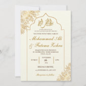 Goldflorale Moschee Elegance Moslem Hochzeit Nikah Einladung (Vorderseite)