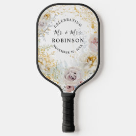 Goldflorale Personalisierte Hochzeit Pickleball Schläger