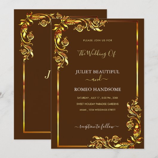 Goldflorale Rahmen Hochzeitsfeier - Custom Colors (Vorne/Hinten)