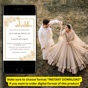 Goldflorale Rahmen islamische Hochzeit Einladung