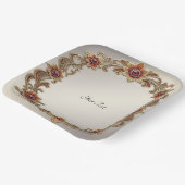 Goldflorale Rahmen mit Papierplatte aus rotem Stei Pappteller (Gewinkelt)