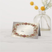 Goldflorale Rahmen mit Rot-Steine-Platzkarte Platzkarte (Vorderseite)