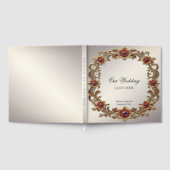 Goldflorale Rahmen mit roten Steinen - Gästebuch (Voll)