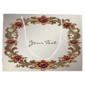 Goldflorale Rahmen mit roten Steinen - Geschenktas Große Geschenktüte (Rückseite)
