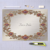 Goldflorale Rahmen mit roten Steinen - Gewebe Seidenpapier (Handwerk)