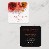 Goldflorale Script-Signatur-Monogramm Quadratische Visitenkarte (Vorne/Hinten)