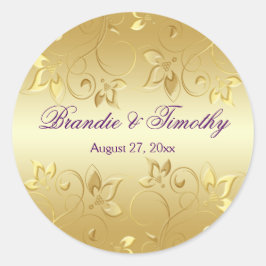 Goldflorale und Lila 1,5" Rundaufkleber Runder Aufkleber