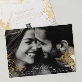 Goldflorale von whimsey Foto Hochzeitswebsite QR-C Save The Date