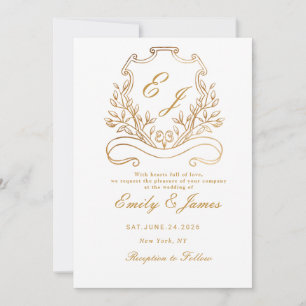 Goldflorale Wappen Viktorianische Hochzeitseinladu Save The Date