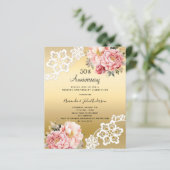 Goldfloralen 50. Hochzeitstag Einladung (Stehend Vorderseite)