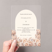 Goldfloralen der Creme pfirsichs Rose Acryleinladungen (Insitu (Handheld))