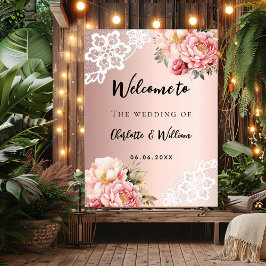 Goldfloralen der Hochzeitstille der Rose - Begrüßu Poster