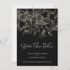 Goldfloralen mit schwarzer Schrift Save The Date