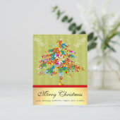 Goldfloraler Weihnachtsbaum mit Sternen Feiertagskarte (Stehend Vorderseite)