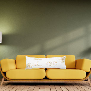 Goldfloralfarbenmonogramm Seitenschläferkissen