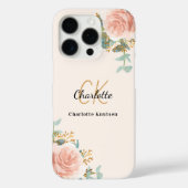 Goldflorchen aus beigefarbener Rose, monogramm, el Case-Mate iPhone Hülle (Rückseite)