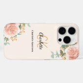 Goldflorchen aus beigefarbener Rose, monogramm, el Case-Mate iPhone Hülle (Rückseite (Horizontal))