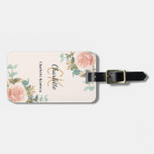 Goldflorchen aus beigefarbener Rose, monogramm, el Gepäckanhänger (Vorderseite horizontal)