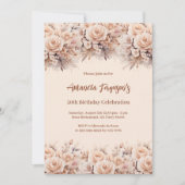 Goldflorchen der Creme Peach Rose Geburtstag Einladung (Vorderseite)