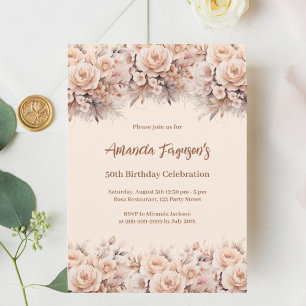 Goldflorchen der Creme pfirsichpfirsichs Rose Luxu Einladung