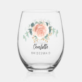 Goldflorchen der Rose Bridesmaid Weinglas Ohne Stiel (Rückseite)