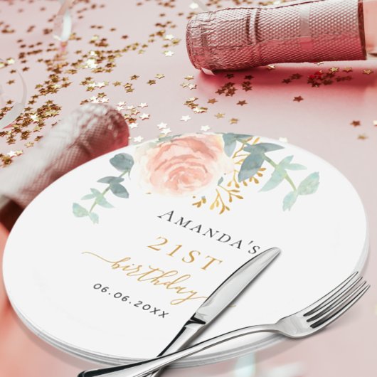 Goldflorchen der Rose Eukalyptus Pappteller