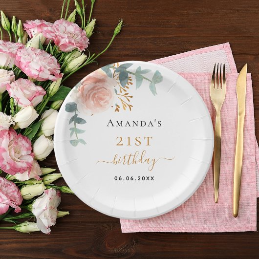 Goldflorchen der Rose Eukalyptus Pappteller