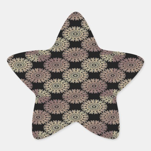 Goldflorendamast in schwarz Stern-Aufkleber (Vorderseite)