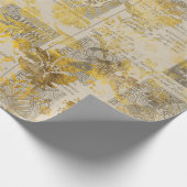 Goldflorenscroll und Vintages Zeitungsdruckpapier Geschenkpapier (Ecke)