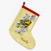 Goldflossen und Apfelblüten gelb Großer Weihnachtsstrumpf (Vorderansicht (hängend))