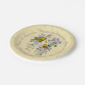 Goldflossen und Apfelblüten gelb Pappteller (Schrägansicht)