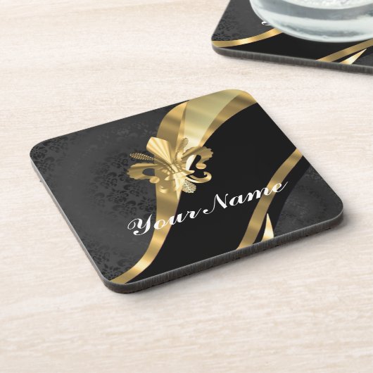 Goldflöte von Lys in schwarz Untersetzer (Linke Seite)