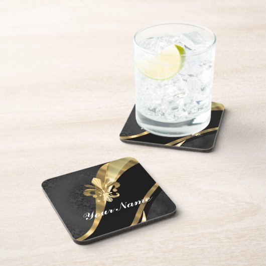 Goldflöte von Lys in schwarz Untersetzer (Rechte Seite)