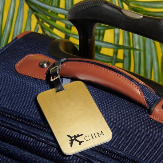 Goldflugzeug-Liebe-Reise-Monogramm-Gepäck Gepäckanhänger (Vorderseite Insitu 1)