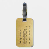 Goldflugzeug-Liebe-Reise-Monogramm-Gepäck Gepäckanhänger (Rückseite vertikal)