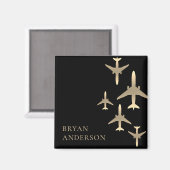 Goldflugzeuge Magnet (Vorderseite/Rückseite)