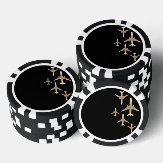 Goldflugzeuge Pokerchips (Stapel)