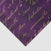 Goldfluktuation auf tiefer Lila Decoupage Seidenpapier (Detail)