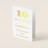 Goldfoil 10. Hochzeitstag + Individuelle Name Folienkarte (Vorderseite)