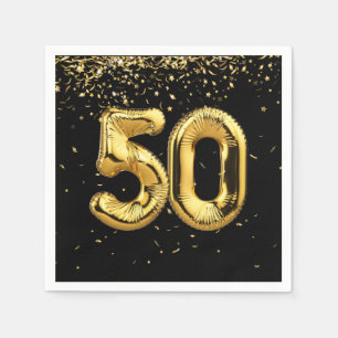 Goldfoil 50 Ballons und Confetti Napkins Serviette