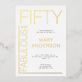 Goldfoil 50 und fabelhafte 50. Geburtstagsparty Folieneinladung