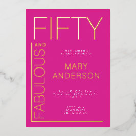 Goldfoil 50 und fabelhafte 50. Geburtstagsparty Folieneinladung