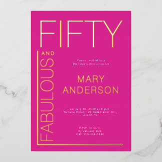 Goldfoil 50 und fabelhafte 50. Geburtstagsparty Folieneinladung