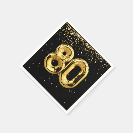 Goldfoil 80 Ballons und Confetti Napkins Serviette (Ecke)