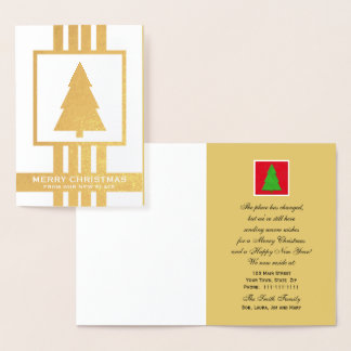 Goldfoil Änderung der Adresse Weihnachtskarte Folienkarte