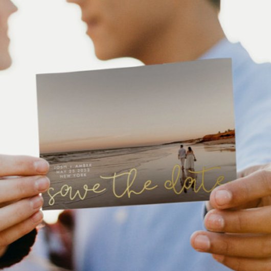 Goldfoil-Ankündigung Save the Date Karte