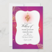 Goldfoil Arabian Bollywood Wedding Foto Invitati Einladung (Vorderseite)