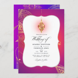 Goldfoil Arabian Bollywood Wedding Foto Invitati Einladung