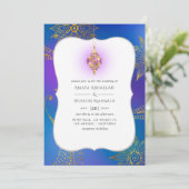 Goldfoil-Arabische Bollywood-Hochzeit Einladung (Stehend Vorderseite)